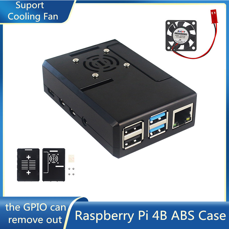 Pi Cooler - غطاء بلاستيكي أسود من نوع ABS